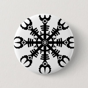 Helmet of awe - Aegishjalmur No.2 (black) 6 Cm Round Badge