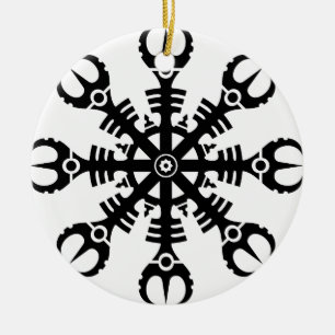 Helmet of awe - Aegishjalmur No.2 (black) Ceramic Tree Decoration