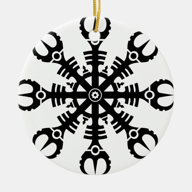 Helmet of awe - Aegishjalmur No.2 (black) Ceramic Tree Decoration (Front)