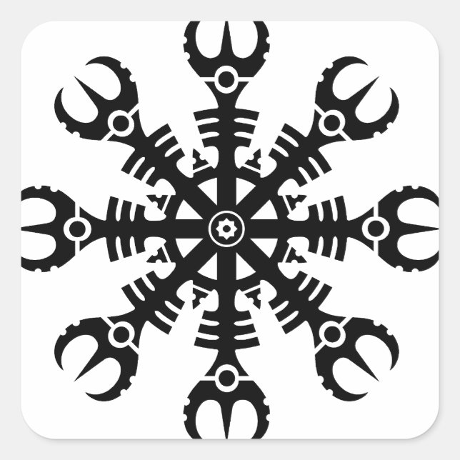 Helmet of awe - Aegishjalmur No.2 (black) Square Sticker (Front)