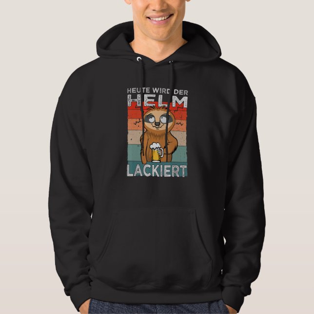 Helmet painted beer drinker and men's evening slot hoodie (Front)