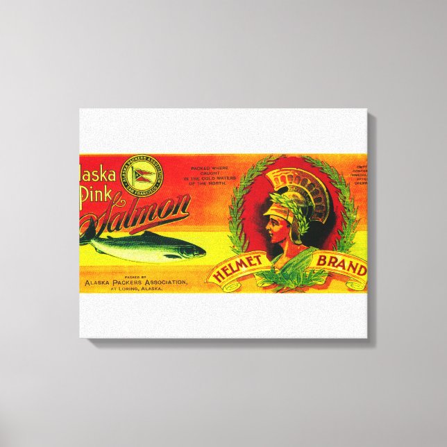 Helmet Salmon Can LabelLoring, AK Canvas Print (Front)