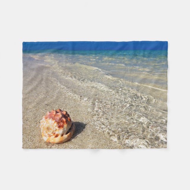 Helmet Shell In Tropical Lagoon| Cassis Rufa Fleece Blanket (Front (Horizontal))