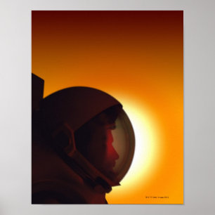 Helmeted Astronaut Against the Sun Poster