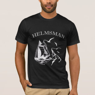 Helmsman Sailboat Sailor Mens Black T-shirt