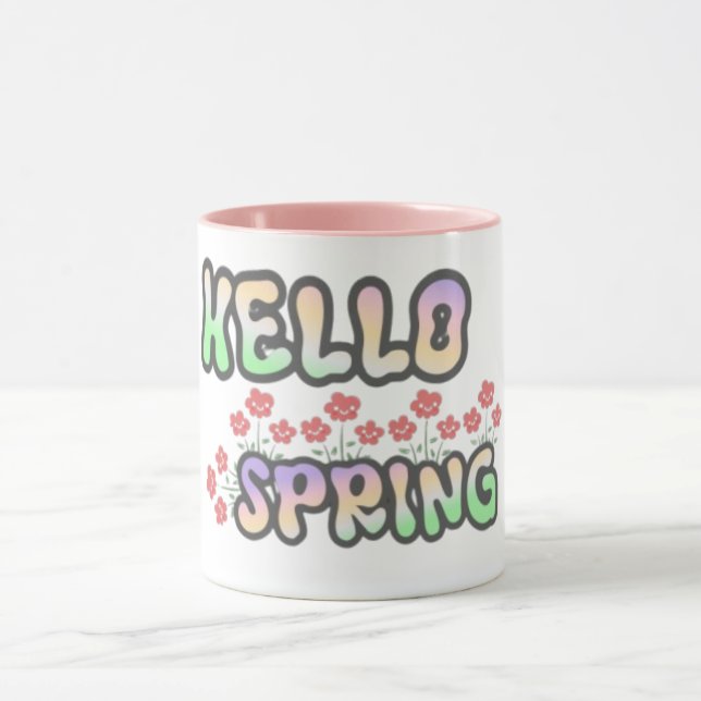 "Heloo Spring" | Floral Print  Mug (Center)
