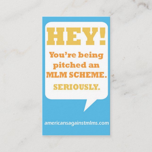 Help a stranger get out of an MLM pitch! Business Card (Front)