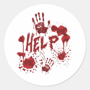 Help Bloody Handprint Halloween Costume Matching Classic Round Sticker
