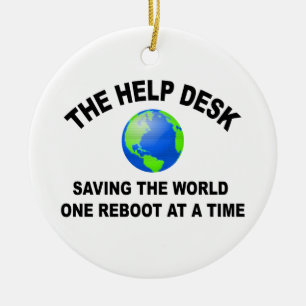 Help Desk Saving the World One Reboot at a Time Ceramic Tree Decoration