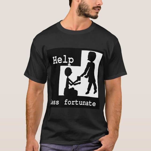 Help ;ess Fortunate on Black T-shirt for Male (Front)