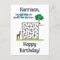 Help giraffe find tree birthday maze puzzle