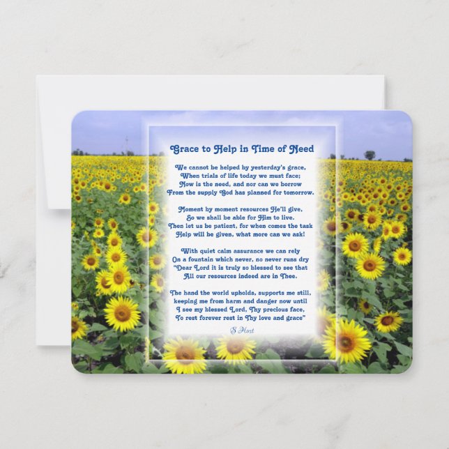 "Help in Time of Need" Christian poem  Holiday Card (Front)