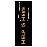 HELP IS HERE Text in Faux Gold Foil on Black