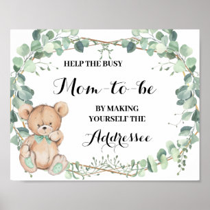 Help Mom to be make yourself addressee Bear Shower Poster