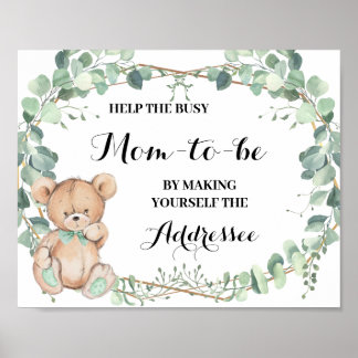 Help Mom to be make yourself addressee Bear Shower Poster