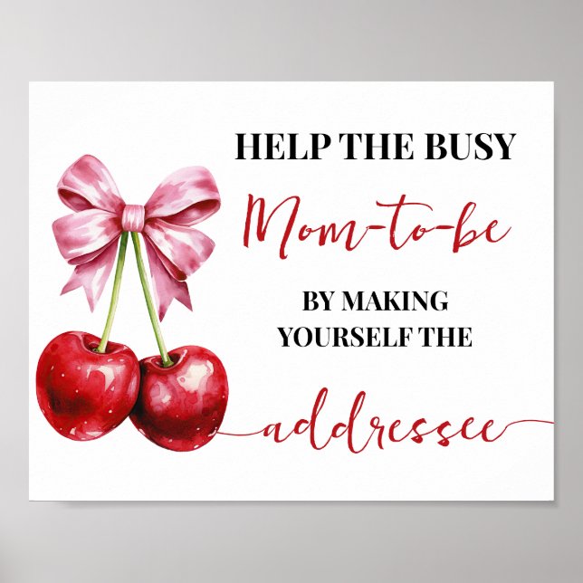 Help Mum Make Yourself Addressee Cherry Shower Poster (Front)