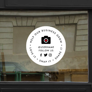 Help our Business Grow Snap Share Social Media Window Cling