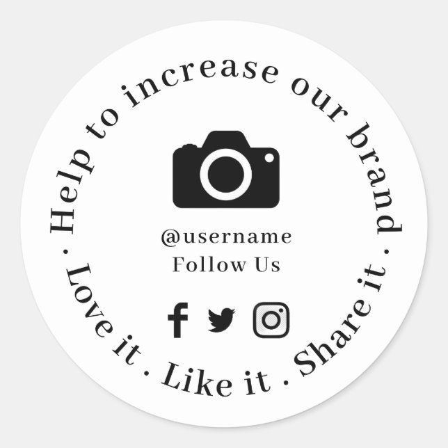Help Our Business Grow | Social Media Followers Classic Round Sticker (Front)