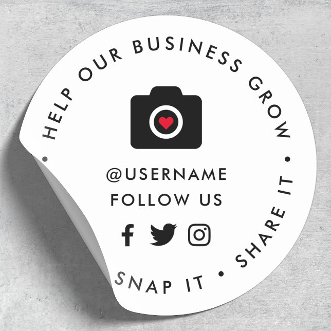 Help our Business Grow | Social Medial Followers Classic Round Sticker (Social media stickers for your small business)