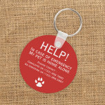 Help pet home alone emergency contact personalised key ring<br><div class="desc">Help pet home alone emergency contact personalised keyring from Ricaso .. customise with your own contacts</div>