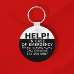 Help pet home alone emergency contact personalised key ring<br><div class="desc">Help pet home alone emergency contact personalised keyring from Ricaso .. customise with your own contacts</div>