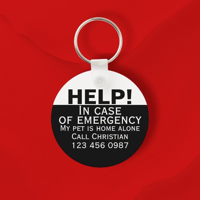 Help pet home alone emergency contact personalised key ring (Creator Uploaded)