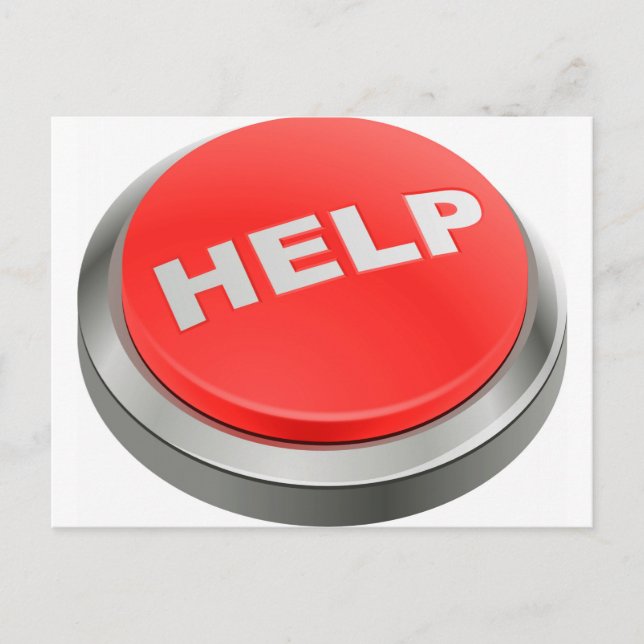 Help - Red Button Postcard (Front)