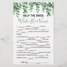 Help the Bride Write Her Vows Bridal Shower Game