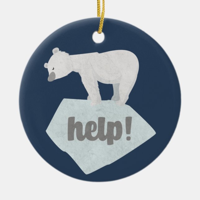 Help the Polar Bear Ceramic Tree Decoration (Front)