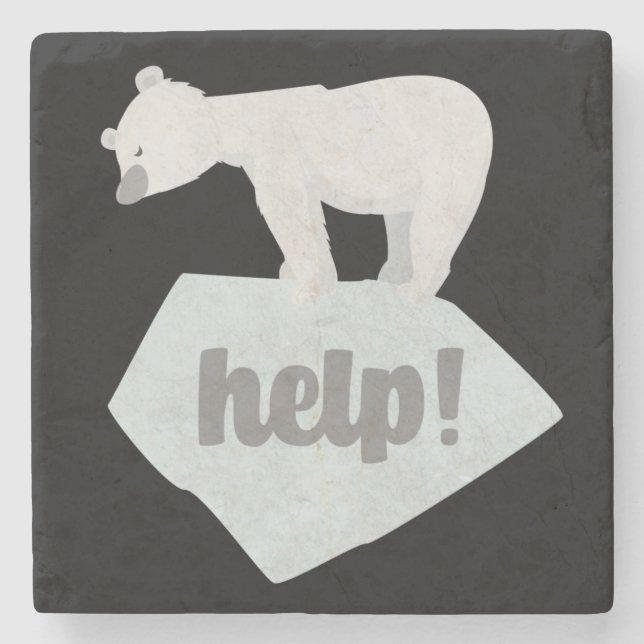 Help the Polar Bear Stone Coaster (Front)