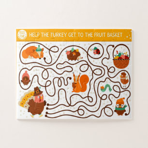 Help The Thanksgiving Turkey Find The Fruit Kids Jigsaw Puzzle
