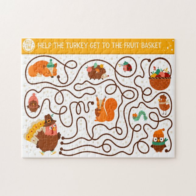 Help The Thanksgiving Turkey Find The Fruit Kids Jigsaw Puzzle (Horizontal)