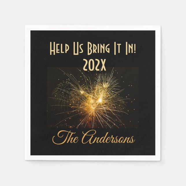 Help Us Bring It In! Roarding 20's New Year's Eve  Napkin (Front)