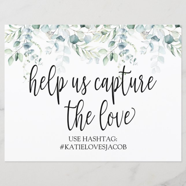 Help Us Capture the Love - Eucalyptus Wedding (Front)