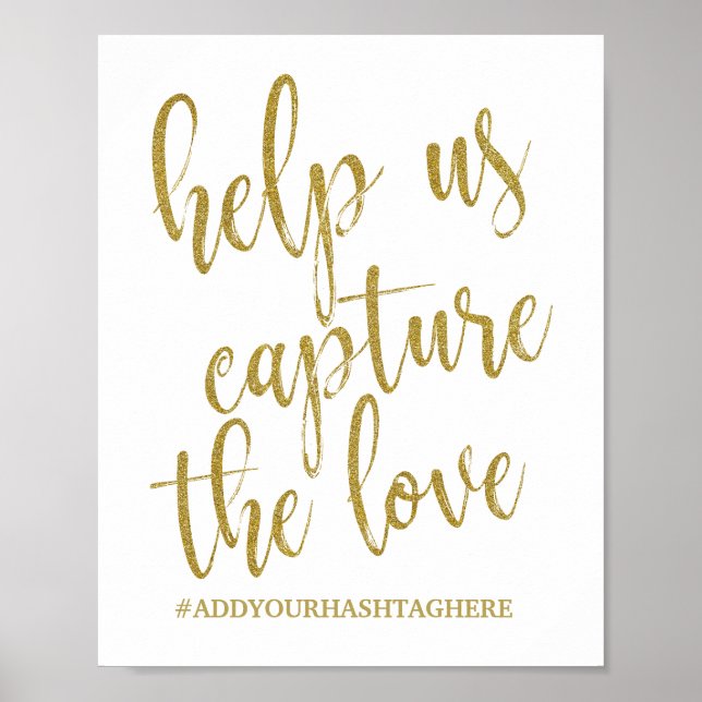Help us Capture the Love Glitter 8x10 Wedding Sign (Front)