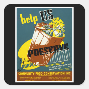 Help Us Preserve Food Square Sticker