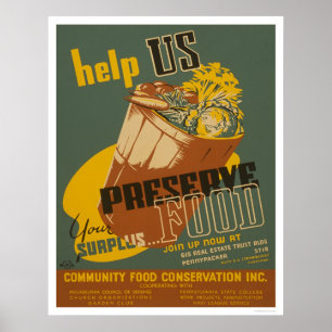 Help us Preserve your Surplus Food - WPA Poster