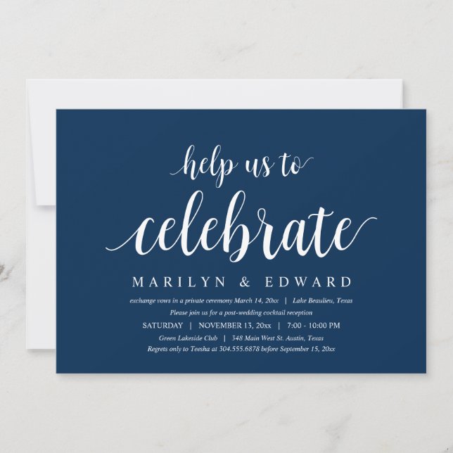 Help us to celebrate Modern Post Wedding Elopement Invitation (Front)