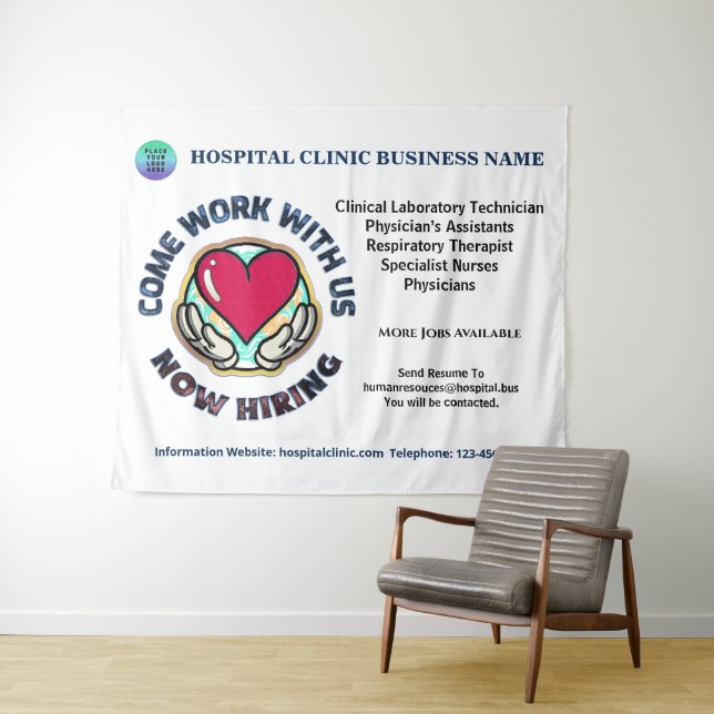 Help Wanted Business Hiring Personalise Sign Tapestry (In Situ (Horizontal))