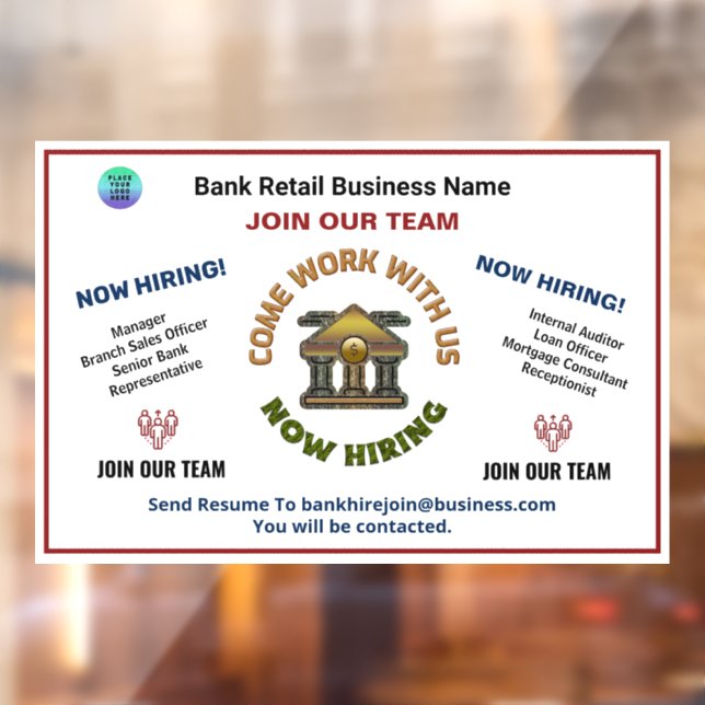 Help Wanted Hiring Employees Logo Custom  Window Cling (Sheet 2)