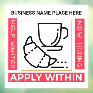 Help Wanted Now Hiring Apply Custom  Window Cling