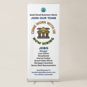 Help Wanted Now Hiring Business Logo Custom Retractable Banner