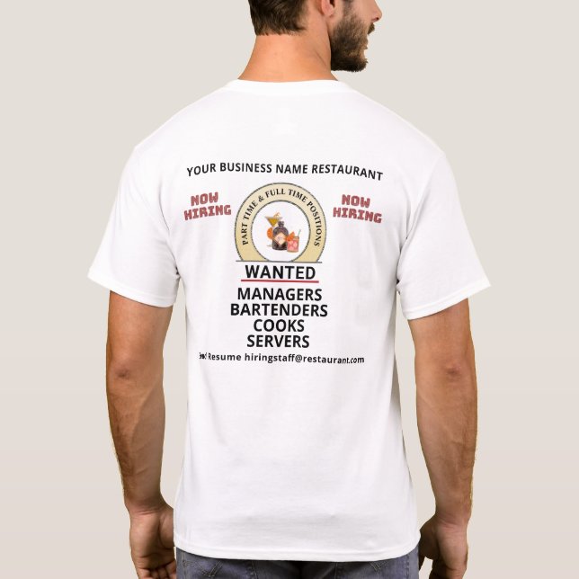 Help Wanted Now Hiring Employees Custom T-Shirt (Back)