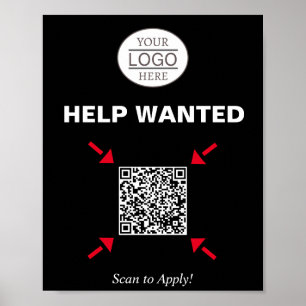 Help Wanted QR Code Signage for Business Poster