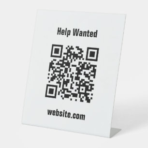 Help Wanted QR Code Website White Template  Pedestal Sign