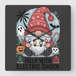 Help With Electric Shock – Funny Christmas  Square Wall Clock