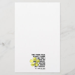 Helped Poor Folk Quote By Joan of Arc Stationery