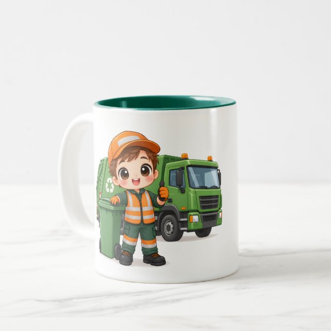 Helpful Garbage Truck Driver Two-Tone Coffee Mug (Front Left)