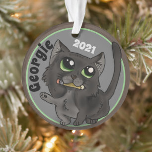 Helpful Study Cat Custom Ornament