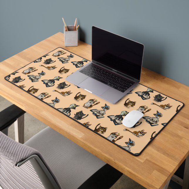 Helpful Study Cats Yellow  Desk Mat (Office 2)